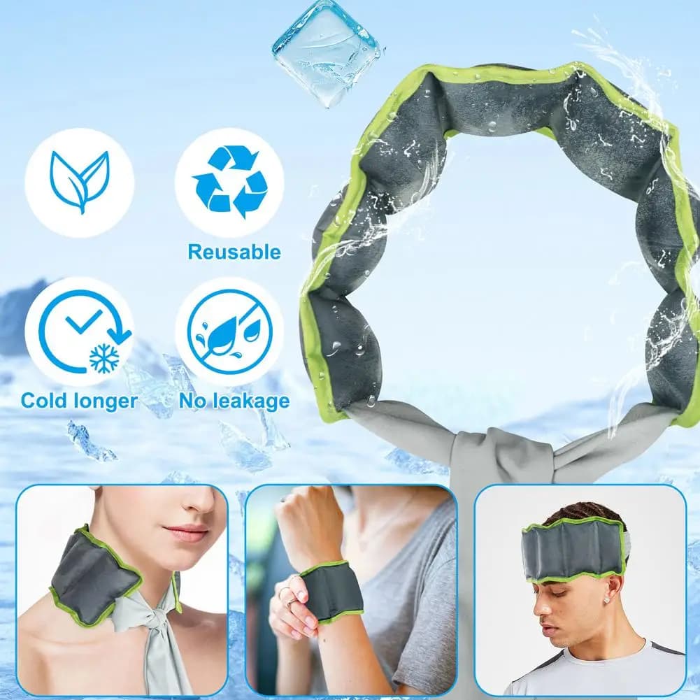 Reusable Ice Cooling Neck Band Long Time Cool Retention Leak-Proof Gel Cooling Scarf For Neck Wrist Summer Heatstroke Relief