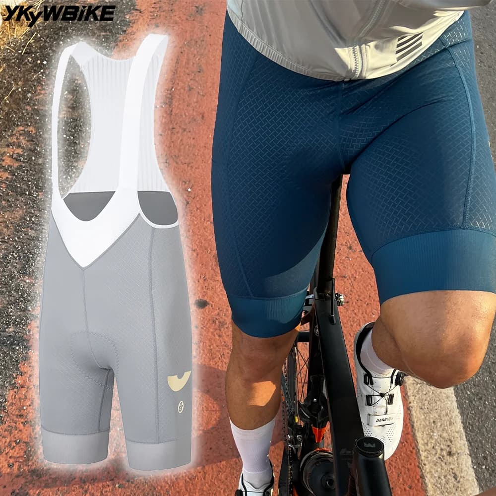 YKYWBIKE 2026 Pantaloncini da Ciclismo Estivi da Uomo, Pantaloncini Corti da Bici da Strada MTB, Pantaloncini con Bretelle Pro Team 3 Tasche con Imbottitura Belgium