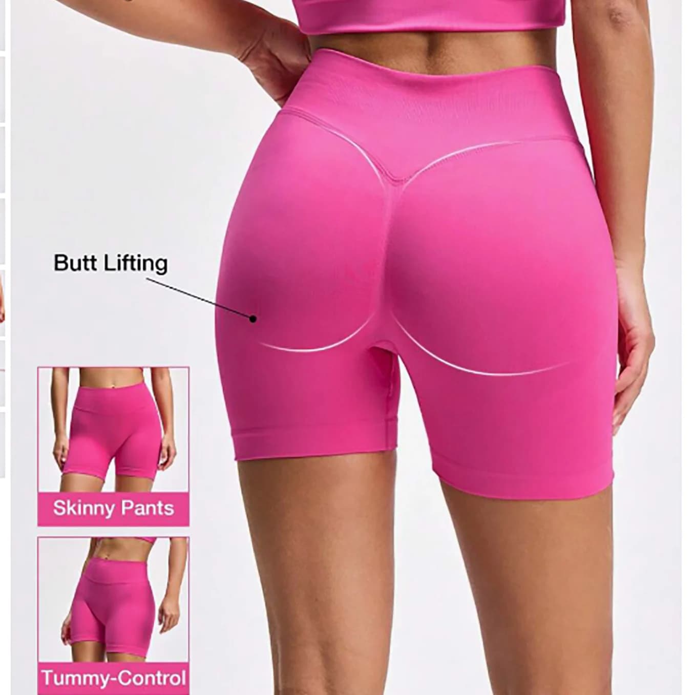 Pantaloncini sportivi da yoga a vita alta da donna, estivi, a V, modellanti, push-up, aderenti, a tre quarti, per fitness