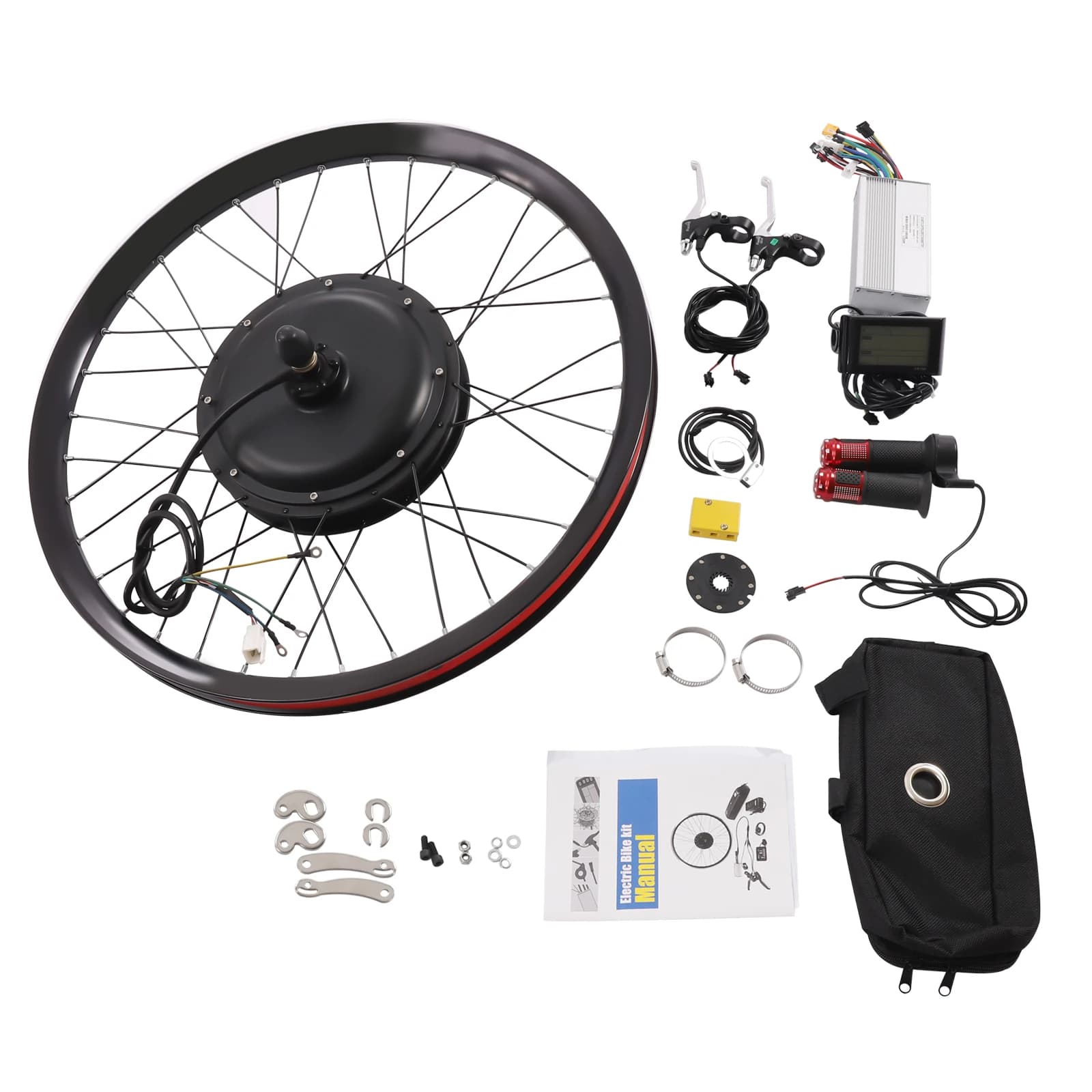 Kit di conversione ruota posteriore per bici elettrica con display LCD per biciclette da 29 pollici, kit fai-da-te per e-bike, ruote in alluminio per biciclette elettriche