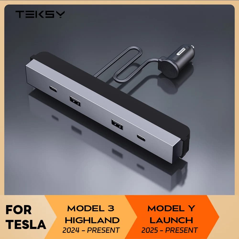 For Tesla New Model Y Launch Juniper 2025 Model 3 Highland 2024 Expansion Shunt USB HUB Expansion Dock Lighter