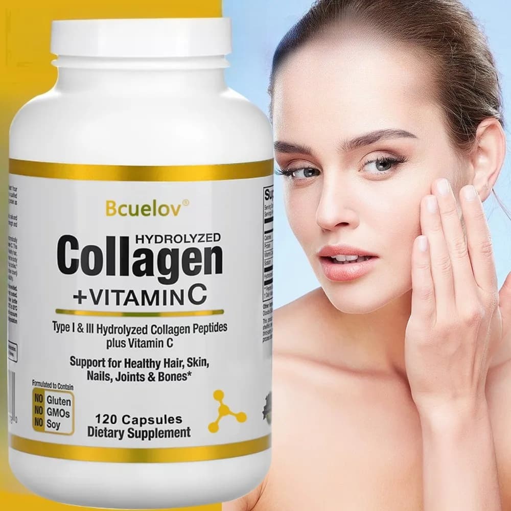 Integratore di Peptidi di Collagene Idrolizzato con Vitamina C, Anti-invecchiamento, per la Salute di Capelli, Pelle, Unghie, Articolazioni e Ossa