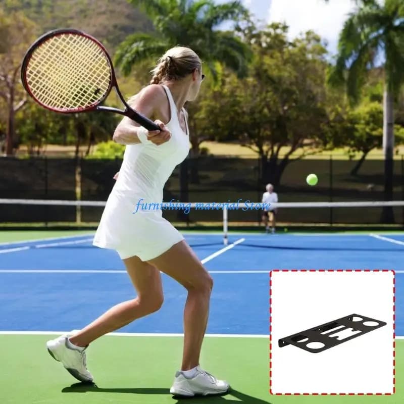 Y5GD Black Wall Mounted Tennis Racket Holder Iron Display Shelf For Sports Equipment Storage And Organization