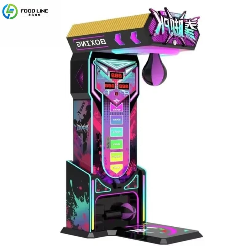 Customized Commercial Boxing Machine Punch and Kick Arcade Machine with Large Punching Bag for Street Use