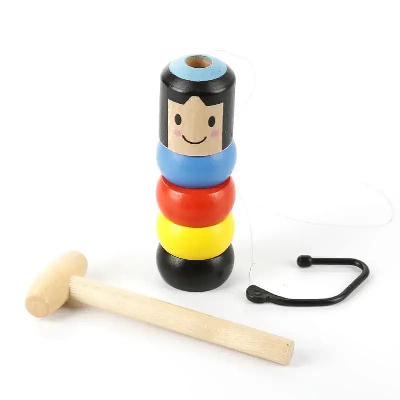 Nuovo set di oggetti di scena magici da palcoscenico Accessorio giocattolo divertente con uomo in legno infrangibile Daruma immortale per l'educazione precoce