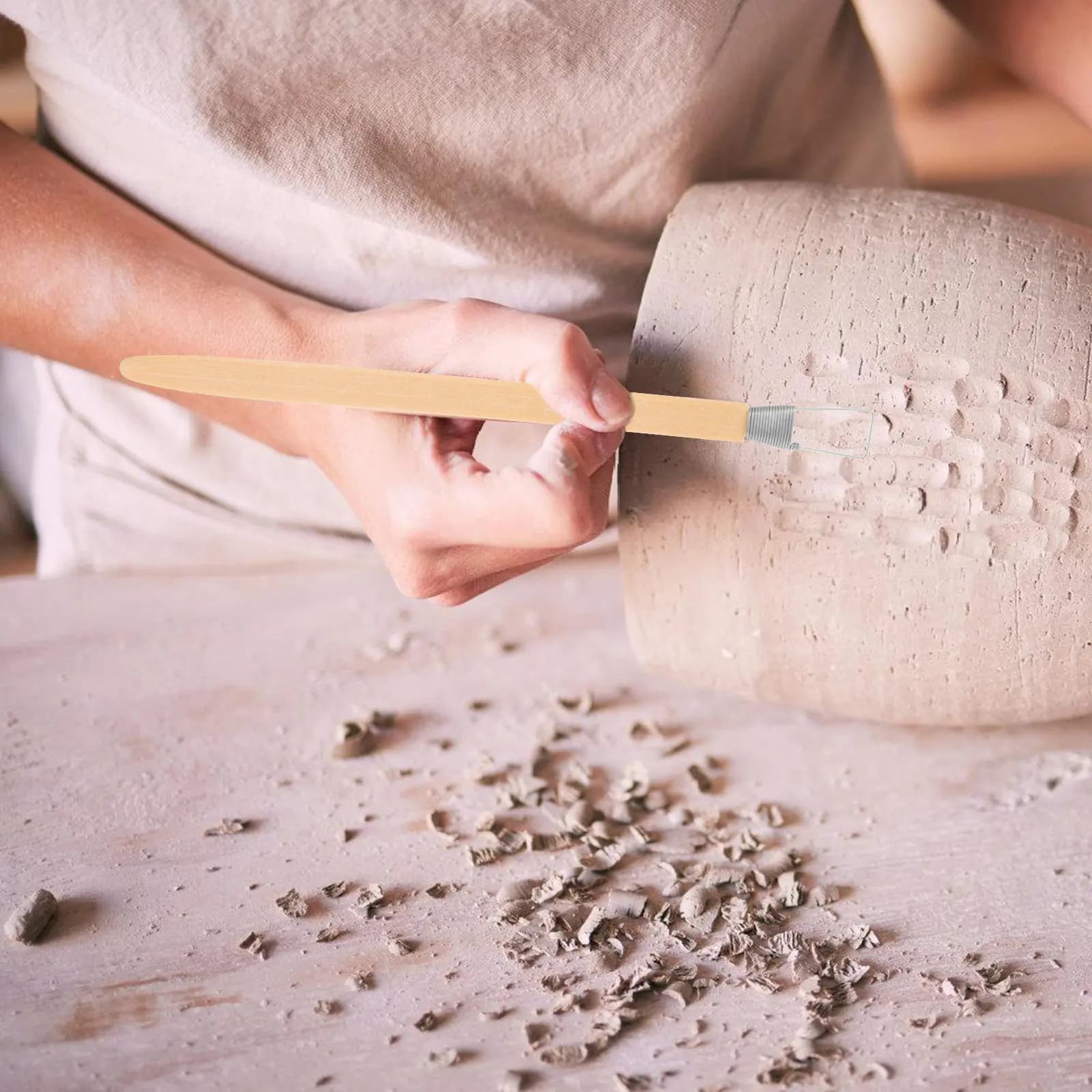 Strumento Ergonomico per Scultura in Argilla Polimerica Realizzato in Acciaio Inossidabile e Legno Naturale per Dettagli di Precisione, Intaglio e Raschiatura