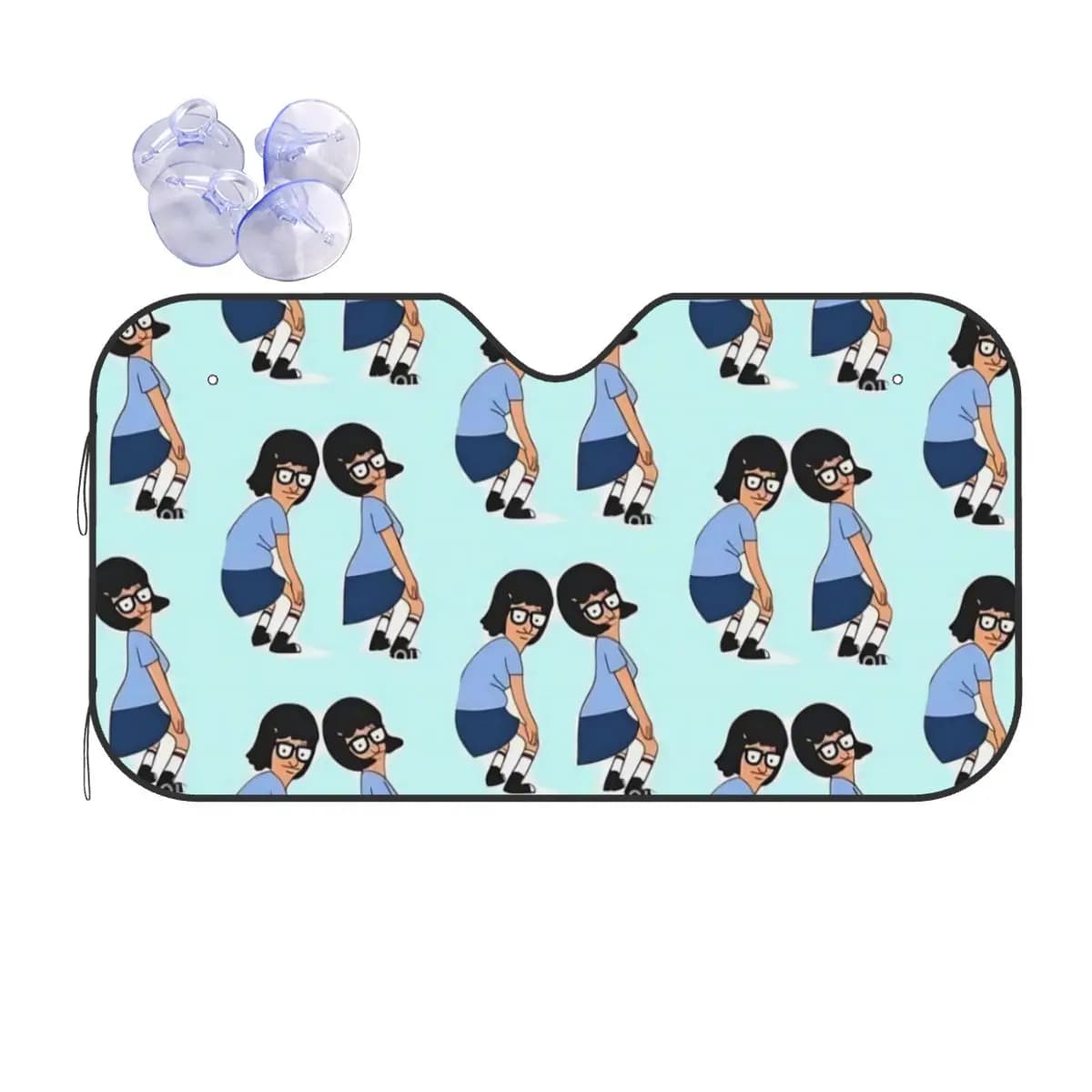 Parasole per parabrezza Tina Novelty Bobs Burger Anime in lamina di alluminio, protezione solare 76x140 cm