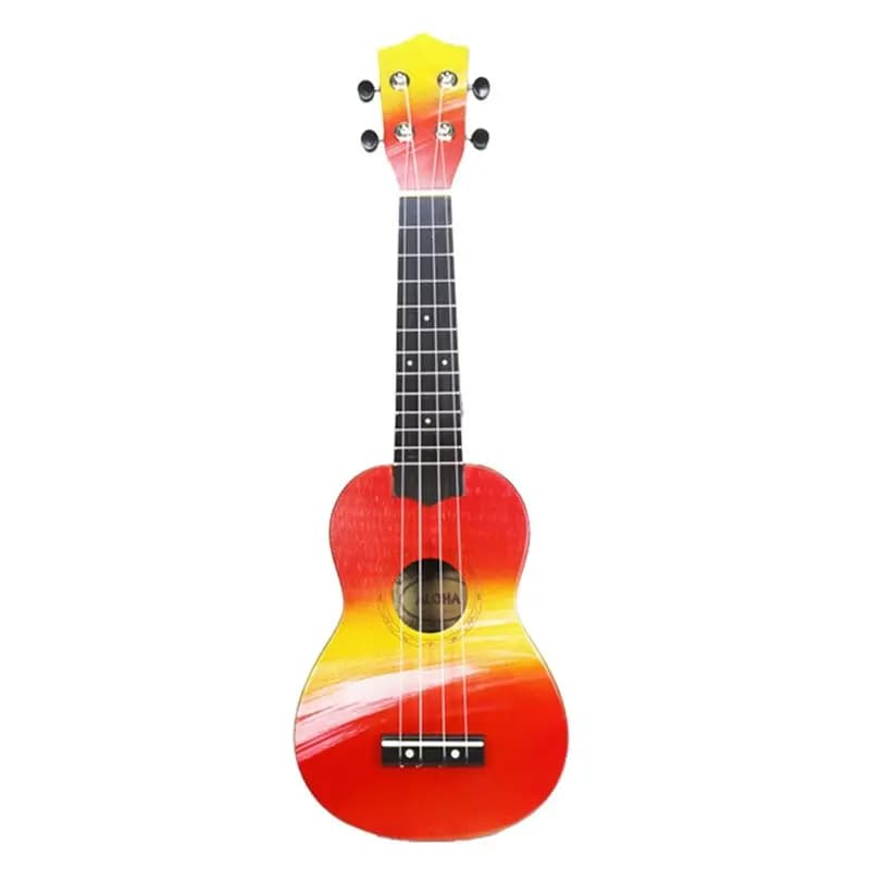 Ukulele Soprano ABME 21" in Legno, Chitarra Hawaiana per Bambini, Strumento per Studenti, Motivo Nuvole Colorate