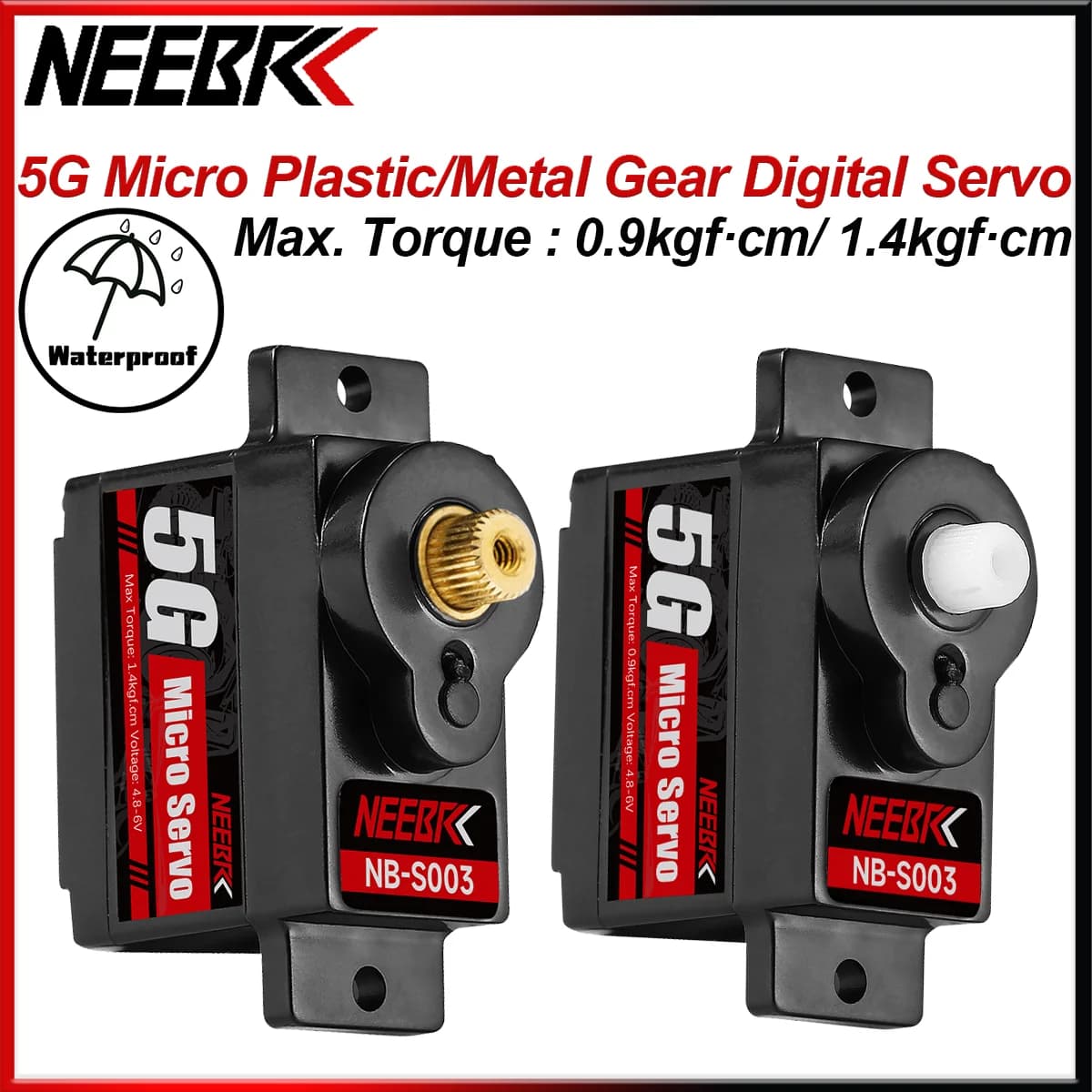 NEEBRC 5g Micro Digitale Impermeabile Coreless in plastica/Metallo Gear Servo per 1/24 RC Auto WLtoys K989 K969 Barca Elicottero Ad Ala Fissa