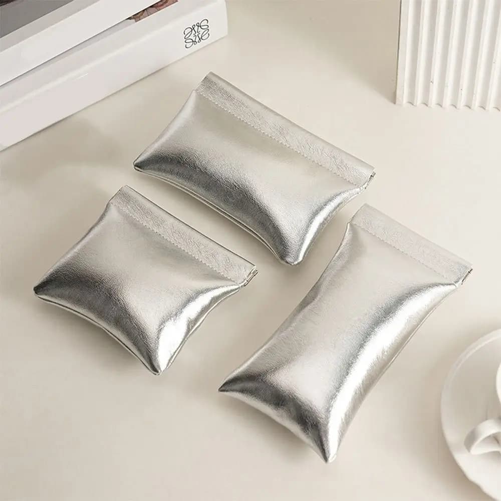 3 stili super cool piccolo portafoglio argento portatile cavo dati custodia a scatto chiusura automatica auricolare cablato mini custodia digitale
