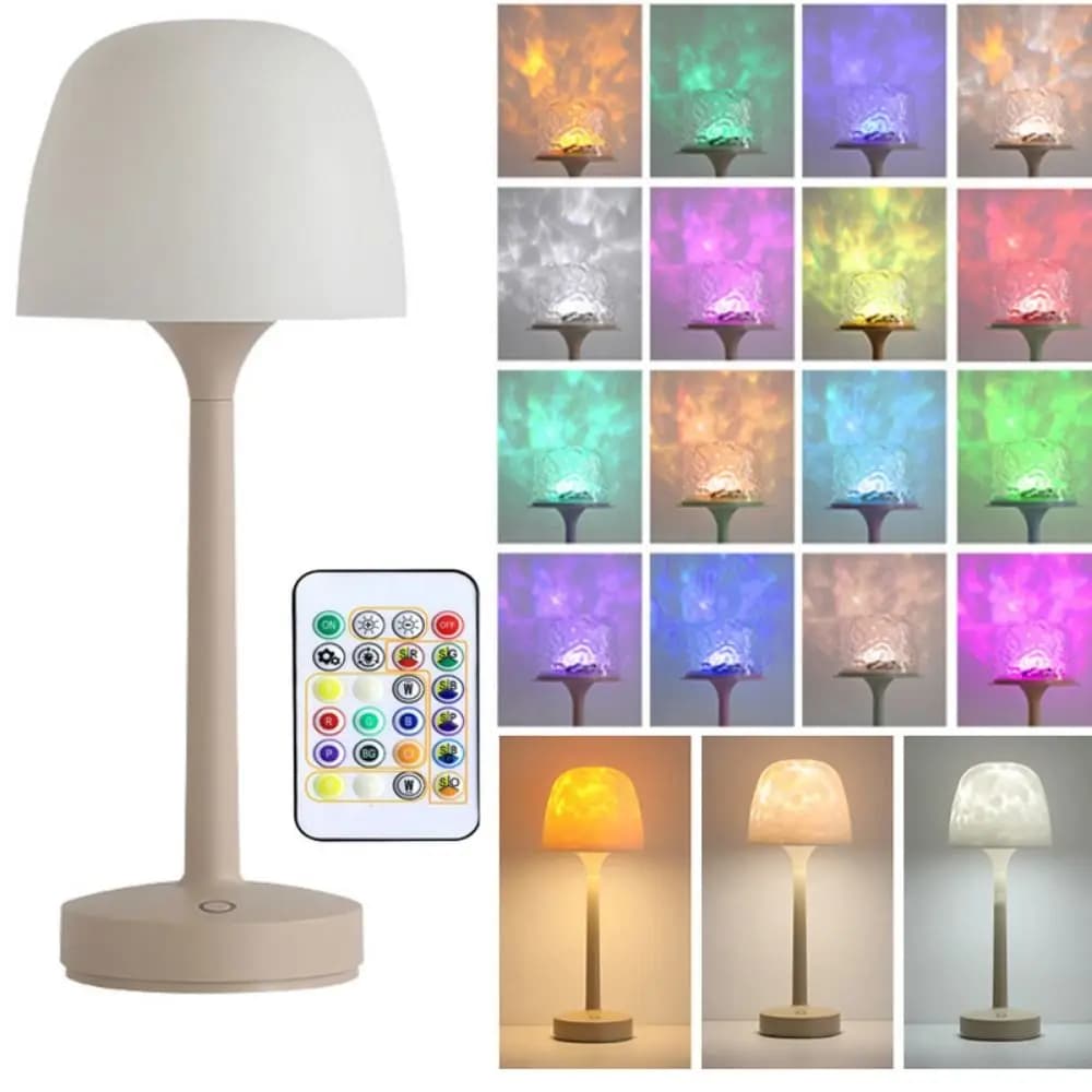 Lampada da Tavolo LED con Piedistallo Alto, Proiezione Effetto Acqua, Luce Notturna Romantica RGB con Cambio Colore, Controllo Touch/Telecomando