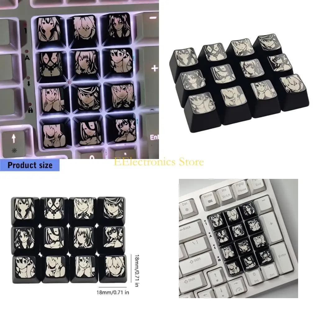B03C Customizable ABS Cartoon Backlit Keycaps Set Of 12Keys OEM Height for Most Mechanical Keyboards