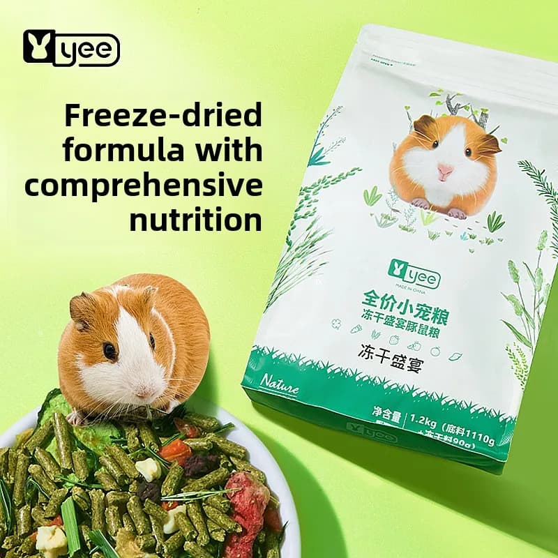 YEE Guinea Pig Food - Festa liofilizzata con fieno, frutta e verdura | Dieta completa completamente naturale per porcellini d'India per adulti e neonati