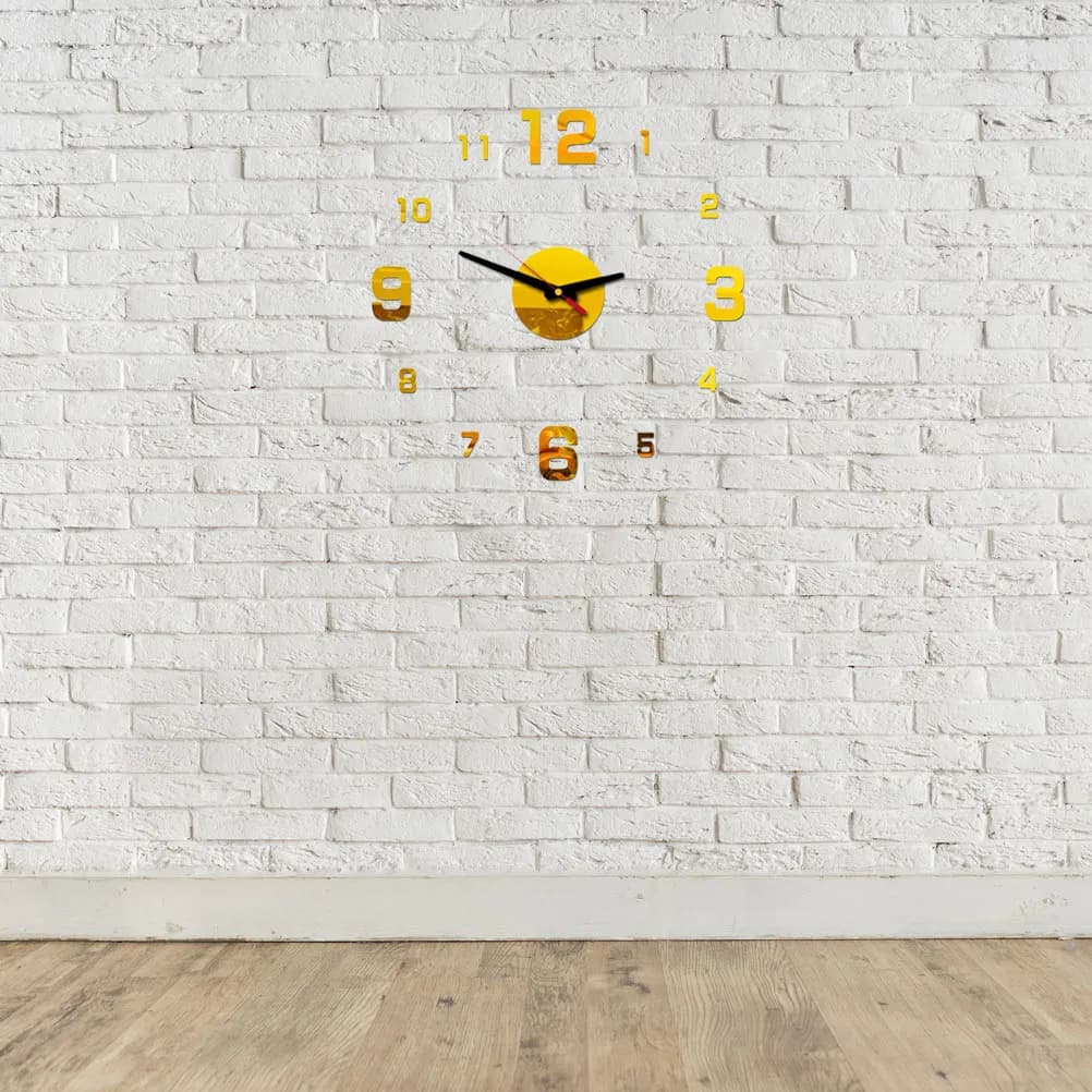 Large Acrylic Frameless Wall Clock Self-Adhesive Silent Sweeping Movement Modern Decorative Wall Clock for Living Room Bedroom