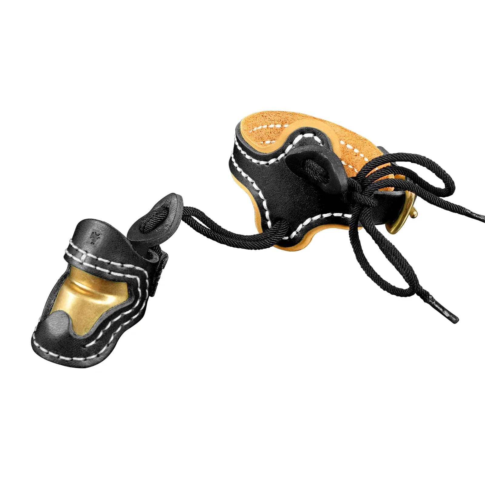 1 set anello per pollice per tiro con l'arco in morbida pelle e ottone armatura per pollice e cinturino da polso arco ricurvo tiro con l'arco caccia protezione per le dita