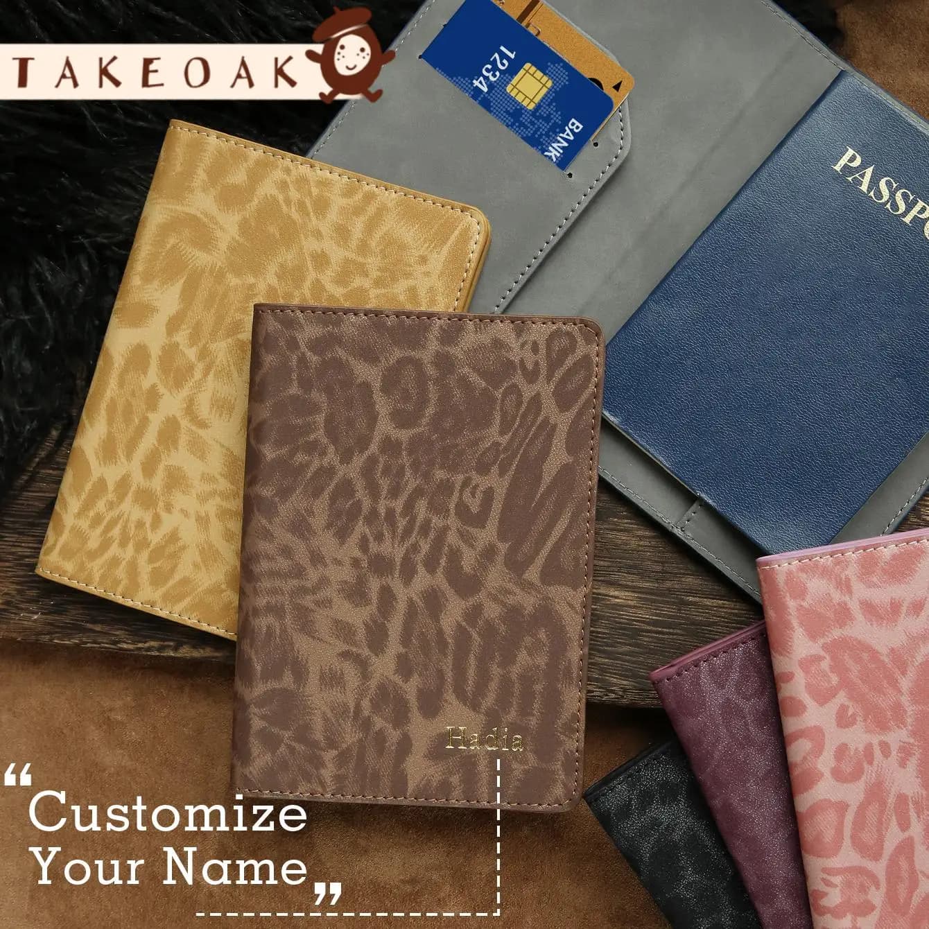 Porta Passaporto Personalizzato con Nome e Motivo Leopardato, Copertina per Passaporto Personalizzata con Stampa, Accessorio da Viaggio Chic Fatto a Mano