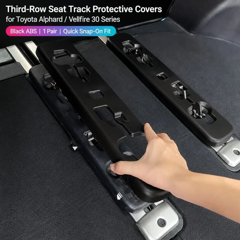 Car Third Row Seat Track Protective Covers for Toyota Alphard Vellfire 30 Series Black ABS Snap On Rail Guard 1 Pair Rear