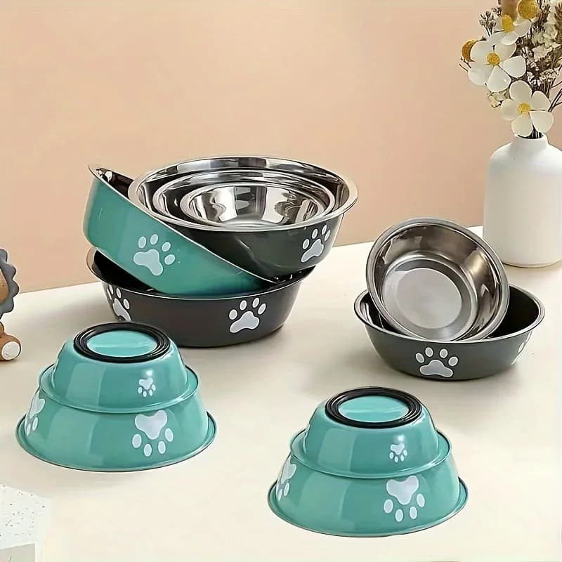 1 pz Pet Dog Food Bowl ciotola di riso ciotola per cani in acciaio inox ciotola per cani ciotola per acqua potabile anti-tip ciotola per cani di grandi dimensioni ciotola per l'acqua
