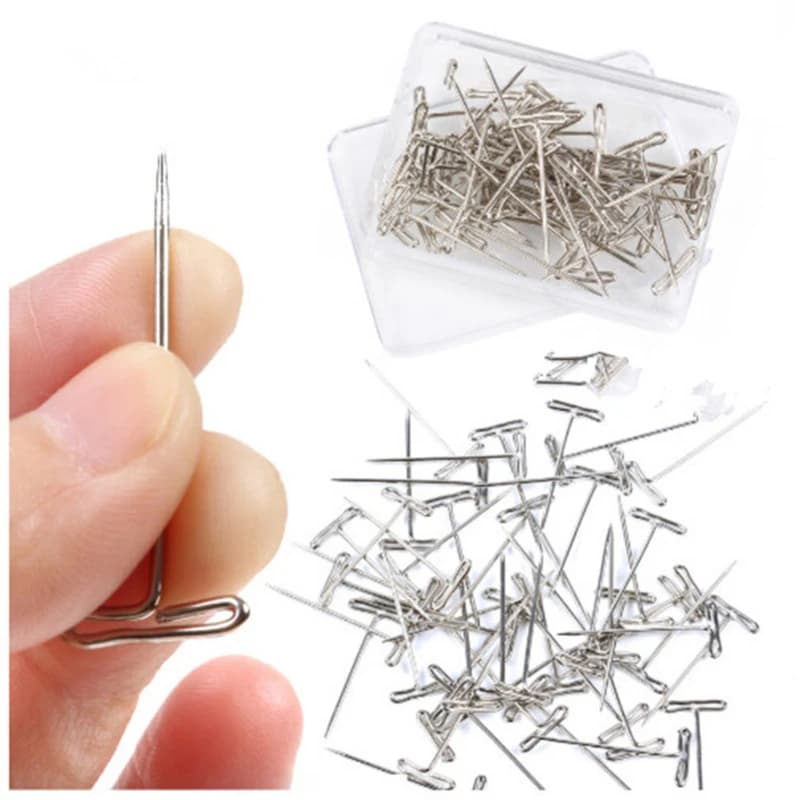 50/100 Pezzi Aghi a T da 27/32/38/45/50MM per la Realizzazione di Parrucche, Aghi a T per Bloccare e Lavorare a Maglia, Misure Assortite, Aghi a T in Acciaio Inossidabile, Nuovi