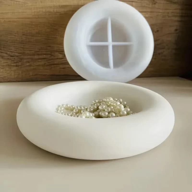 Large Round Tray Silicone Mould for Concrete Tray Jewelry Storage Moulds for Gesso Display Plates Candle Bowl Epoxy Resin Prints Home Decorations