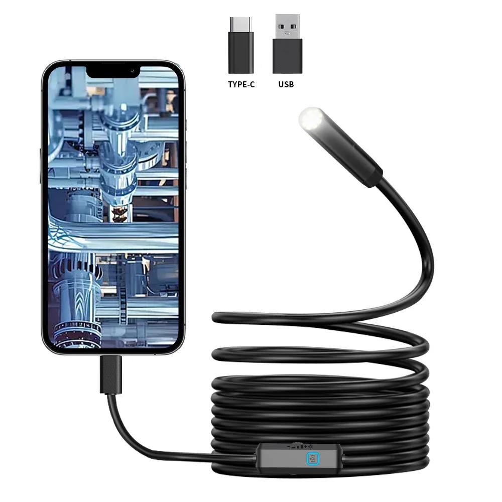 5.5/7.0 mm IP67 type C endoscope camera waterproof with 6 LED adjustable USB Android Periscope flexible inspection for telephone PC