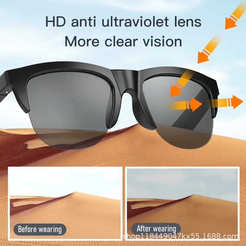 Nuovi Occhiali da Sole Smart Bluetooth V5.3 con Funzione Chiamata, Auricolari per Sport all'Aperto, Tecnologia HIFI Anti-touch UV per Uomo e Donna