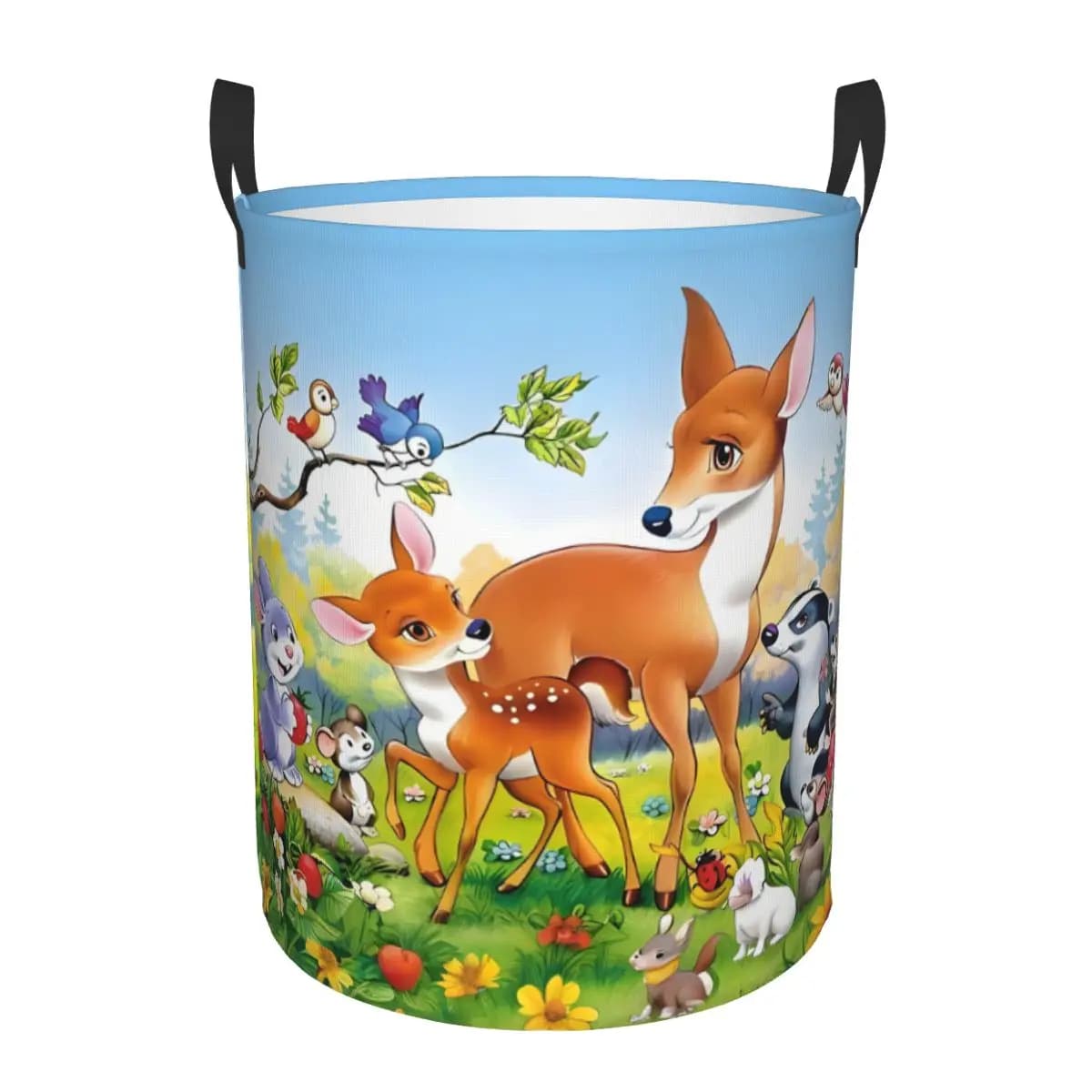 Anime Bambi Laundry Hamper Large Clothes Storage Basket Cartoon Kawaii Deer Film Toys Bin Organizer for Kids