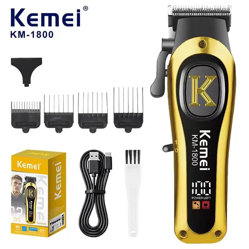 Kemei KM-1800 new electric adjustable push shear digital shaving push haircut charging USB