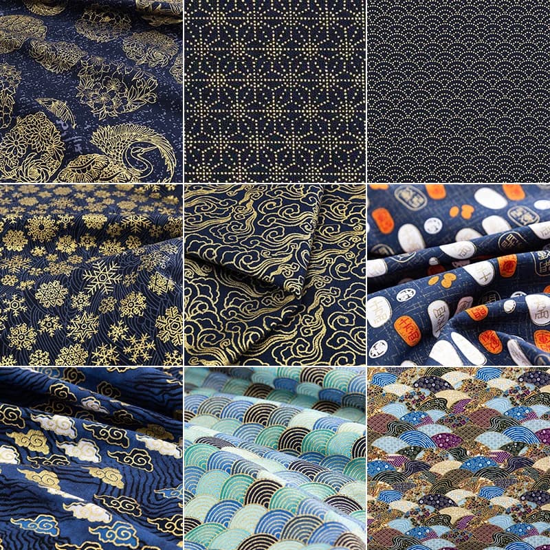 Classic Japanese Style Printed Cotton Fabric for traditional kimono Sewing and bag handmade DIY Handicraft Materials Fabric