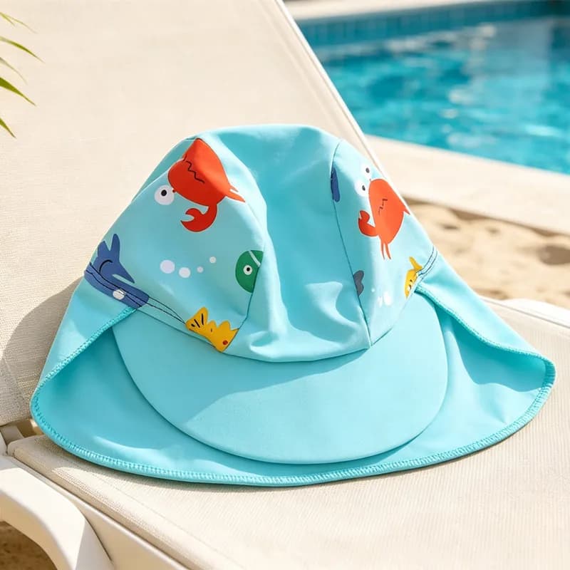Baby Sun Hat Kids Outdoor Swim Neck Ear Cover Protection Anti UV Beach Swimming Flap Caps for Kids Boy Girl