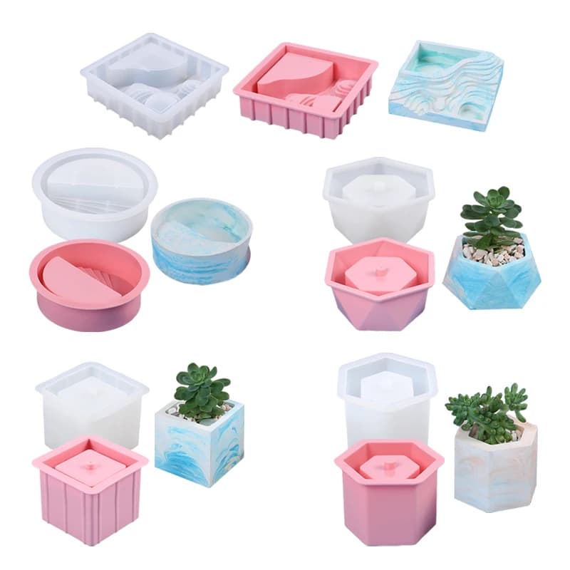 Vaso di fiori succulente Stampo in silicone Fioriera Vaso Piante Vaso di fiori Cemento Argilla Stampo in gesso Candela Sapone Artigianato Casting Decorazioni per la casa