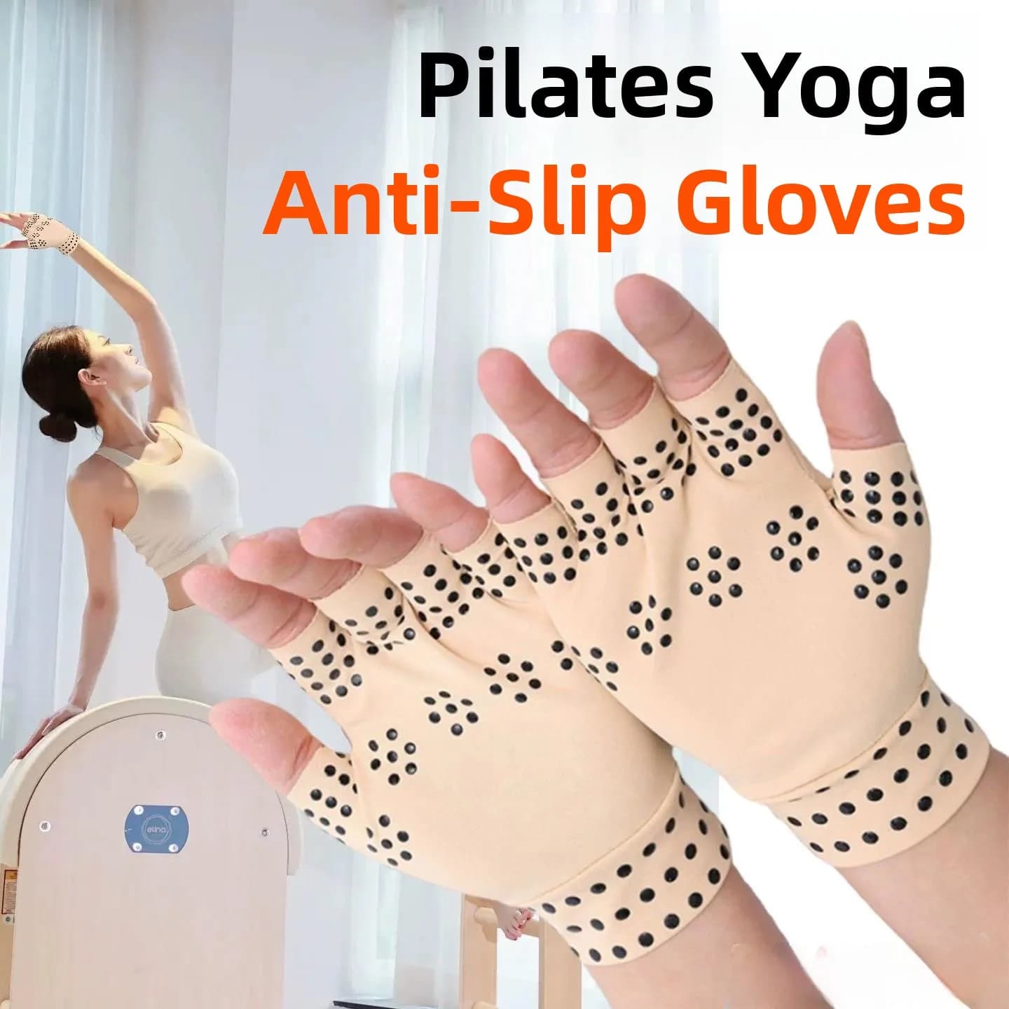 Antiskid Gloves for Yoga and Pilates, Women's, for Training with Bells and Kettlebell, Anti-Callus, Gym Equipment