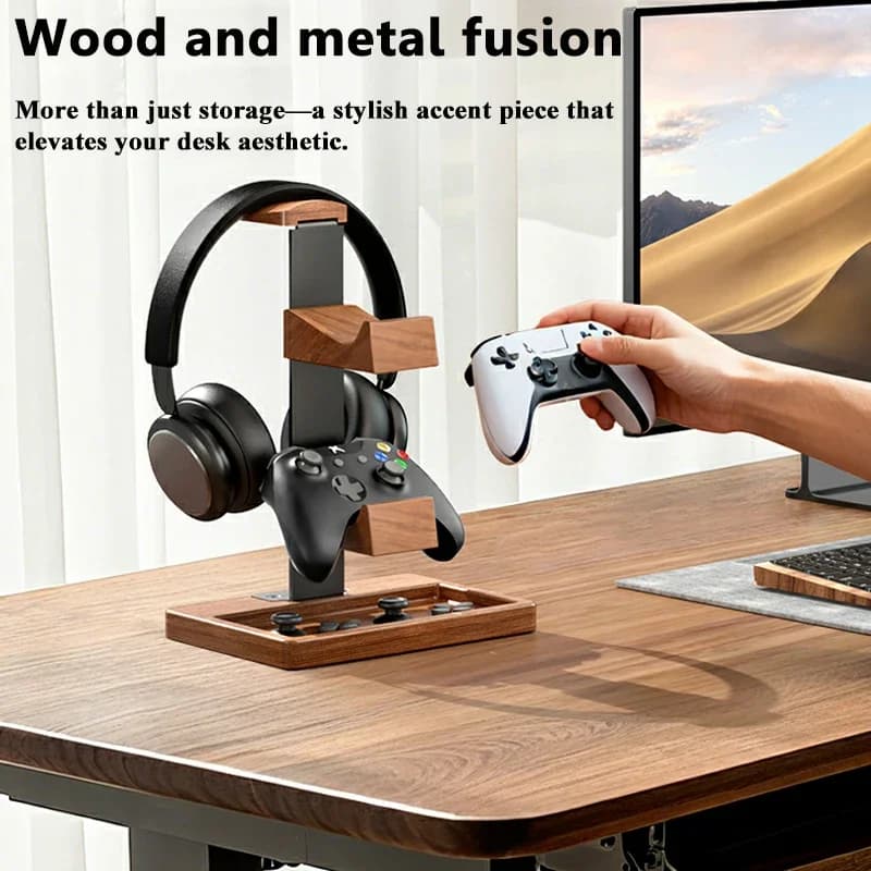 Storage Rac Headphone Stand Wooden Aluminum Alloy Holder Game Controller Placement Rack Desktop Storage Rack for Switch