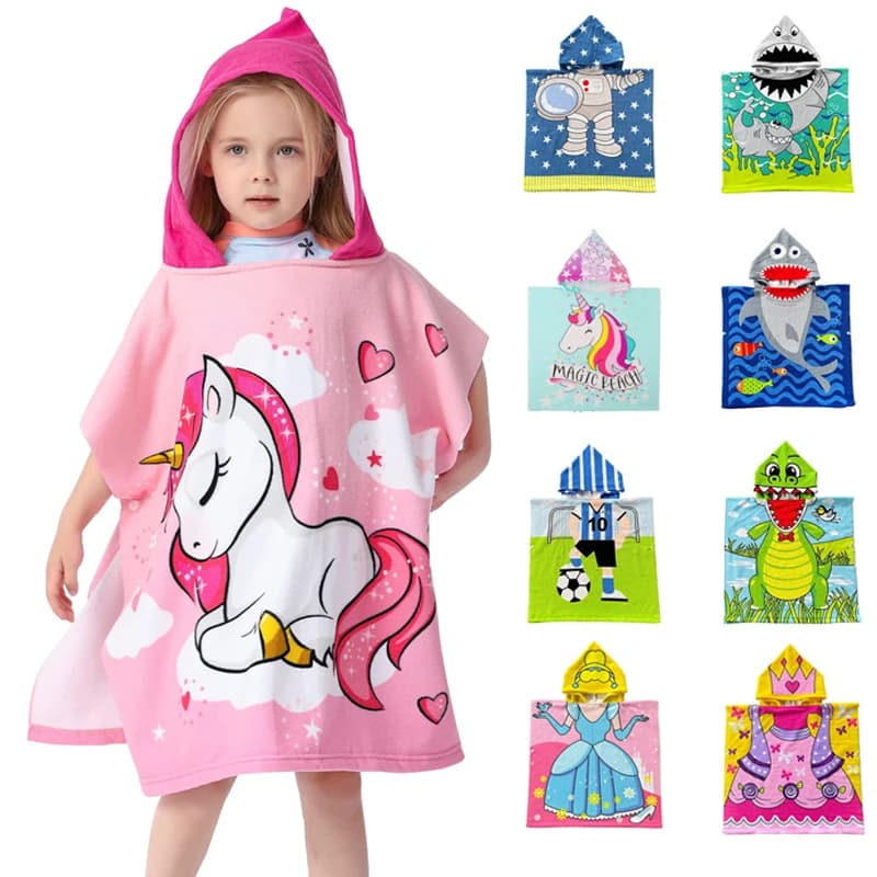 0-5 years baby cartoon baby bathroom baby cloak with hood bathrobe beach towel in cotton baby cartoon towel bath robes