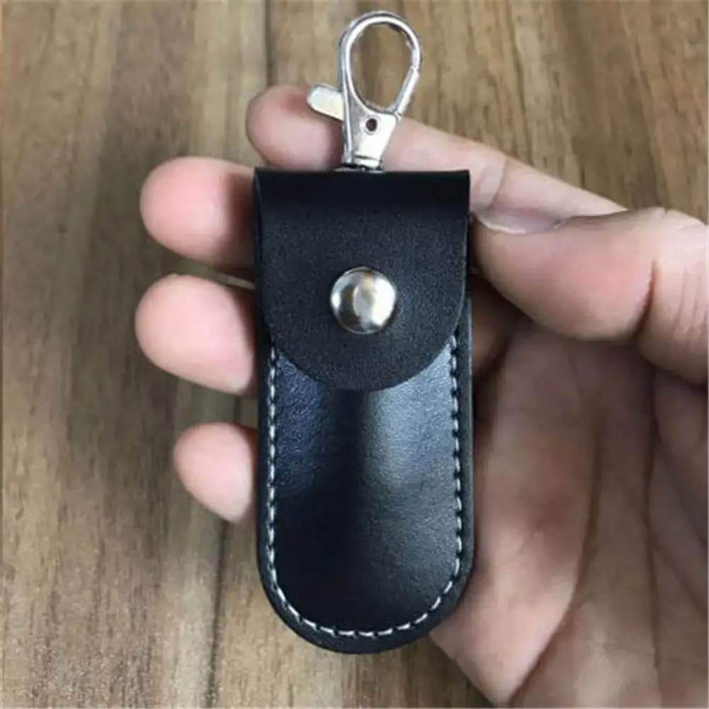 Custodia per disco U con cuciture fini Custodia protettiva per unità USB con chiusura a portachiavi Custodia in ecopelle di pregevole fattura per unità flash