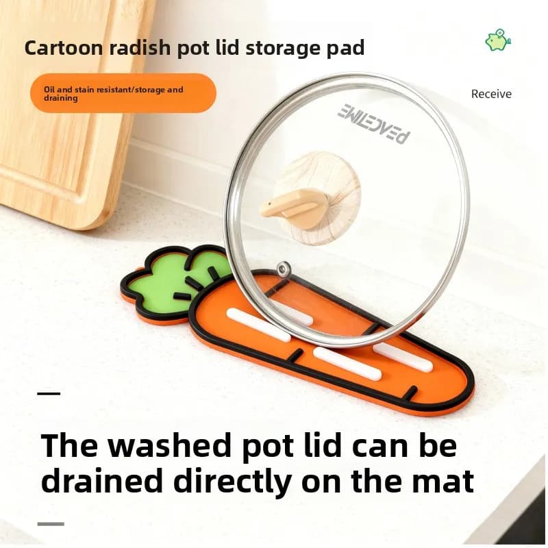 Carrot lid cap Support for lid for vase Exhaust cap for countertop Insulating multifunctional bearings Shelves for storing and positioning of the cutting board