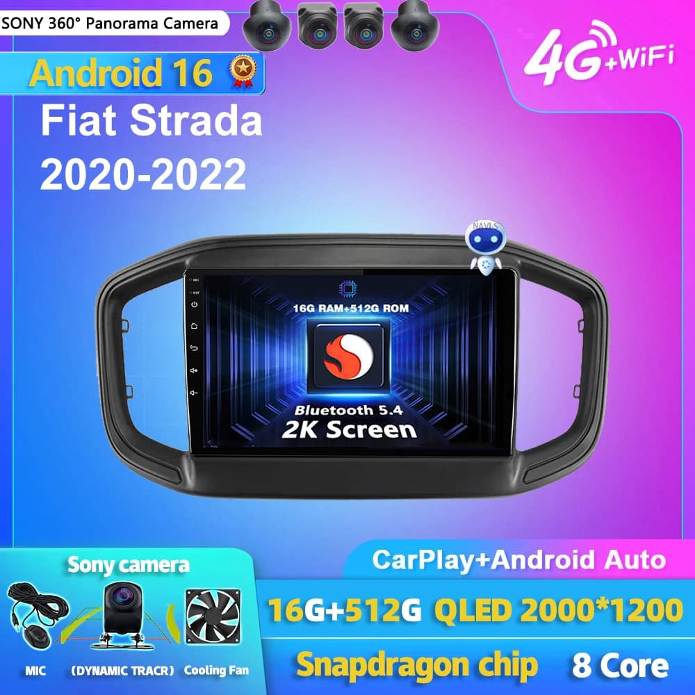 Autoradio Android 15 con Carplay e Bluetooth per Fiat Strada 2020-2022 E53 X5 M5 - Lettore Multimediale GPS Stereo 2 DIN