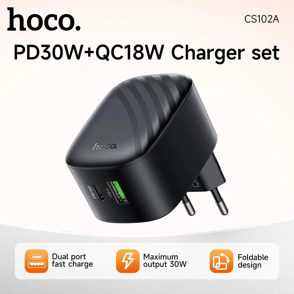 Caricabatterie Portatile Ultra Sottile CS102A PD 30W USB A USB C Mini Caricatore Rapido EU per iPhone 17 16 15 Pro Max Xiaomi Samsung Huawei