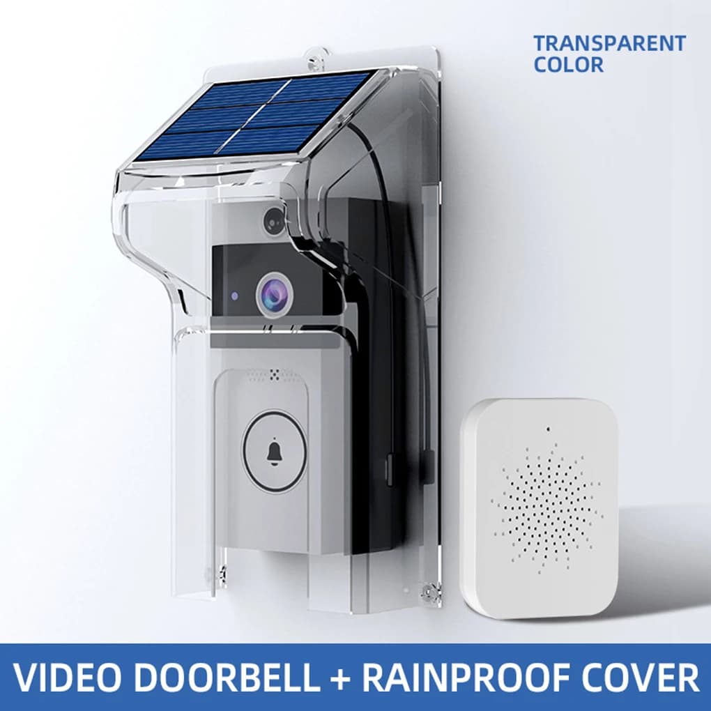 Telecamera per campanello visivo WIFI Ricarica solare wireless Visione notturna impermeabile Smart Home Campanello HD Citofono bidirezionale Voce Bianco