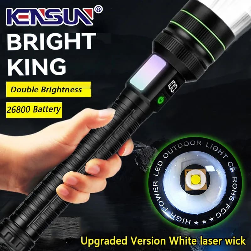 Torcia a LED a lungo raggio con faretto super luminoso con batteria parallela 26800 Lampada ricaricabile Torcia tattica Lanterna impermeabile