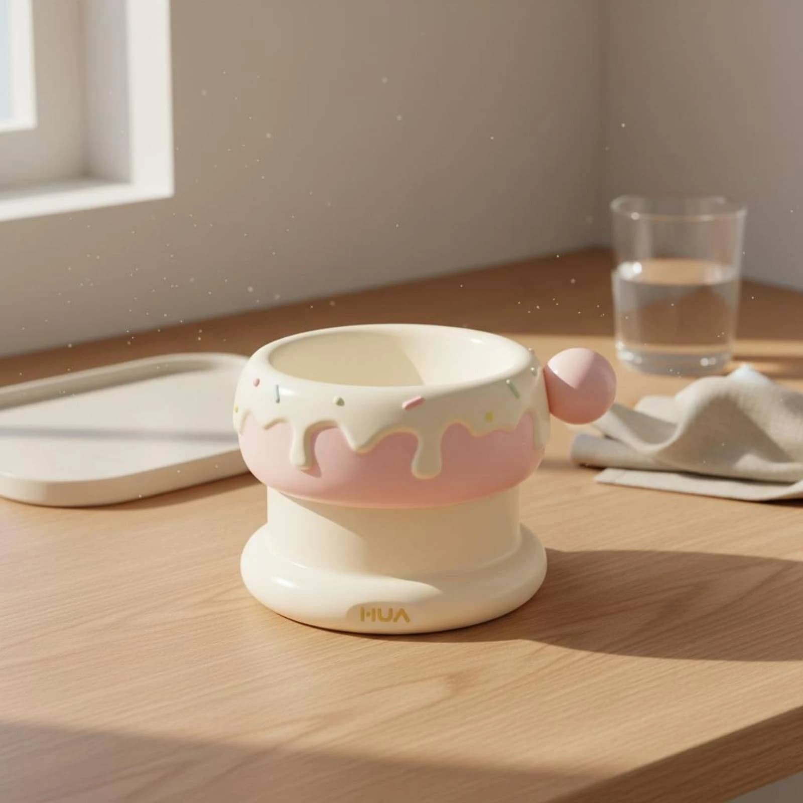 Donut Shaped Pet Bowl Easy to Clean Raised Ceramic Pet Bowl Cat Food Water Station Constant Temperature Heating for Kittens