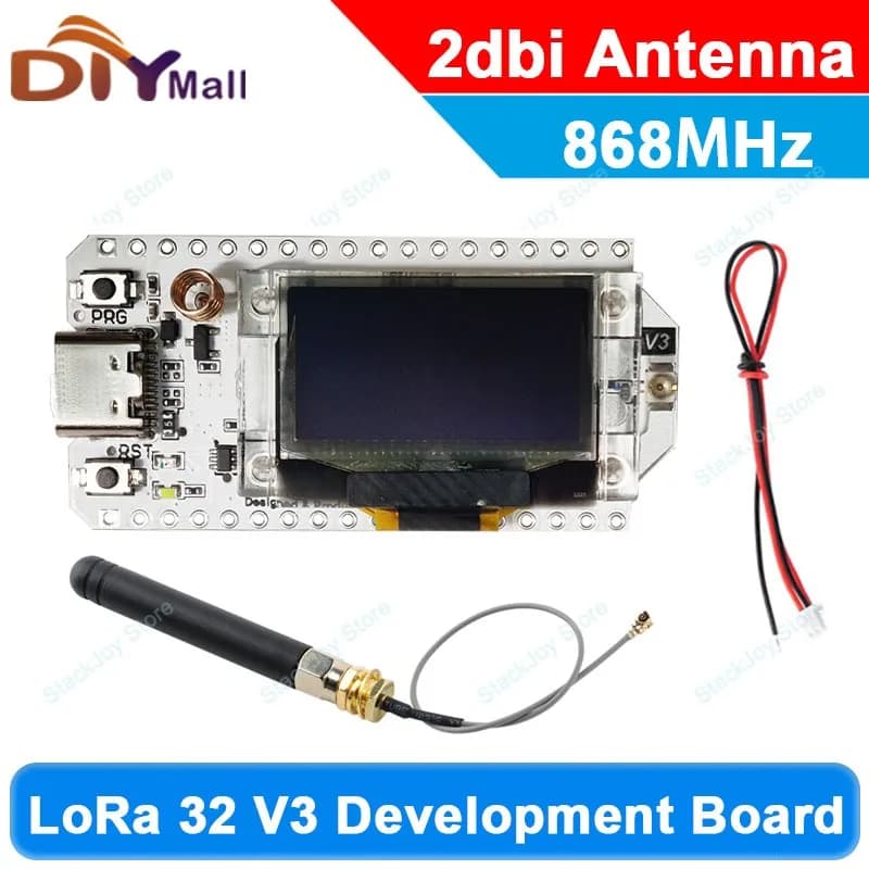 Development card ESP32 LoRa V3 with gain antenna 2dBi 868 MHz SX1262 0,96" OLED WiFi/BLE Type-C for Arduino IoT meshtastici projects