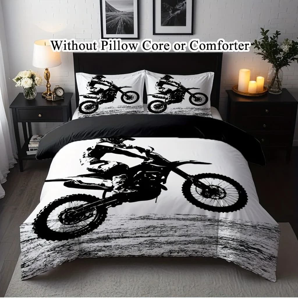Set biancheria da letto per moto cool Set copripiumino stampato in 3D Set copripiumino morbido singolo doppio per decorazioni per la casa Regalo di compleanno per ragazzi