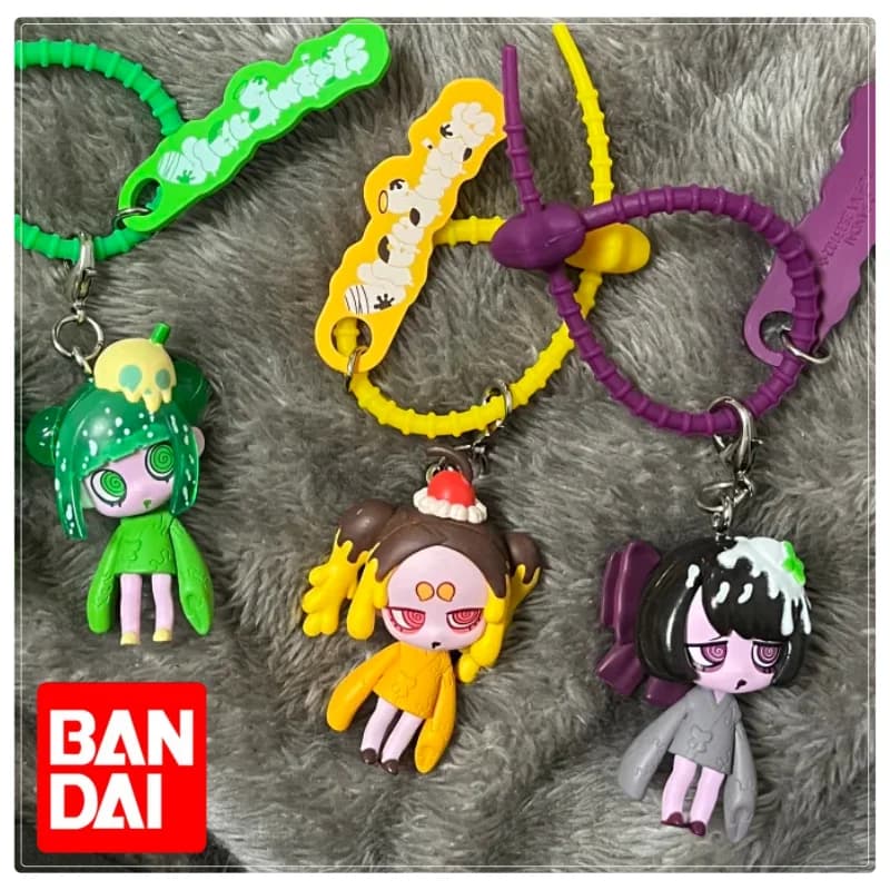 Bandai Original Virus Sweets Gashapon Charms Dark Style Matcha Dessert Cable Tie Anime Figure Keychains Pendants
