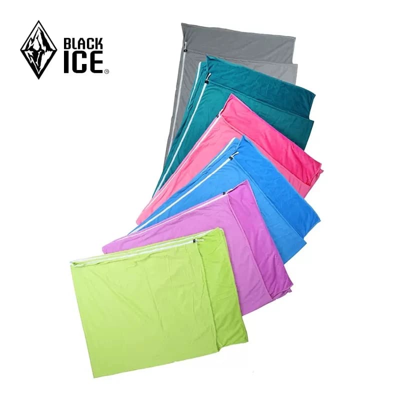 Ice black sleeping bag fog for outdoor camping, hiking, hotel trips with laptop bag, hot temperature