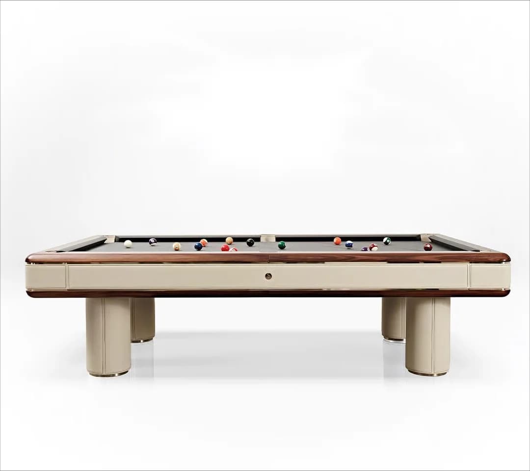 Tavolo da Biliardo Moderno Americano 8/9 Palle con Set di Stecche e Biglie, Tavolo da Pool in Legno Massello con Finitura in Pelle, per Uso Ricreativo in Villa