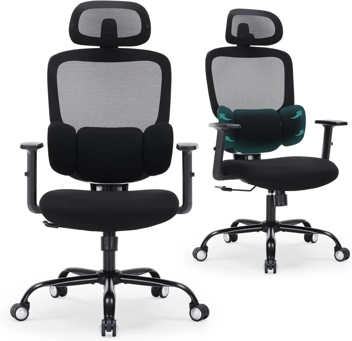 Sedia da Ufficio Ergonomica con Supporto Lombare Regolabile, Poggiatesta e Schienale in Rete Traspirante per il Massimo Comfort