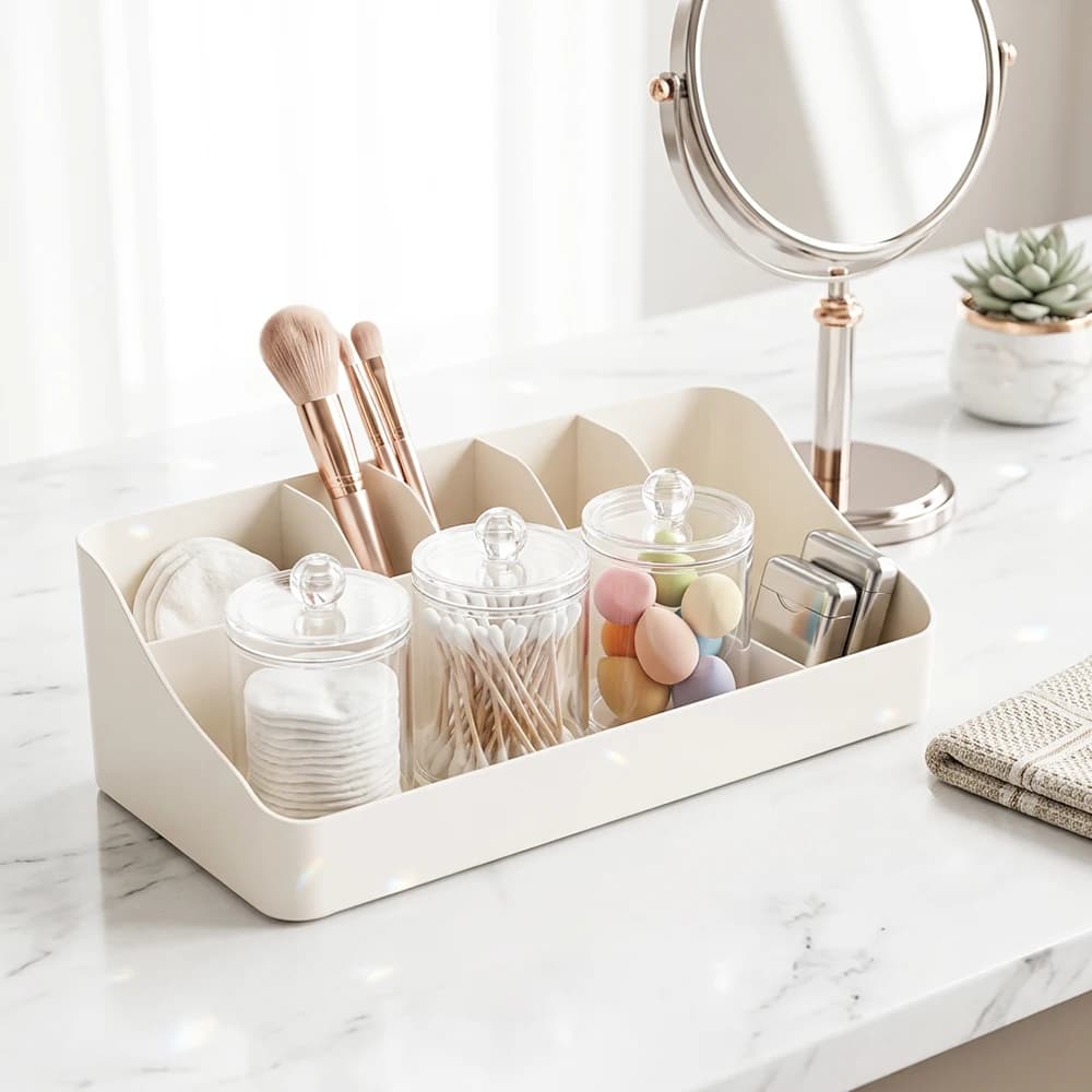 Organizzatore da Bagno con 3 Porta-Scovolini e Porta-Imbottigliette per Bagno, Contenitore e Scatola Portaoggetti per il Bagno
