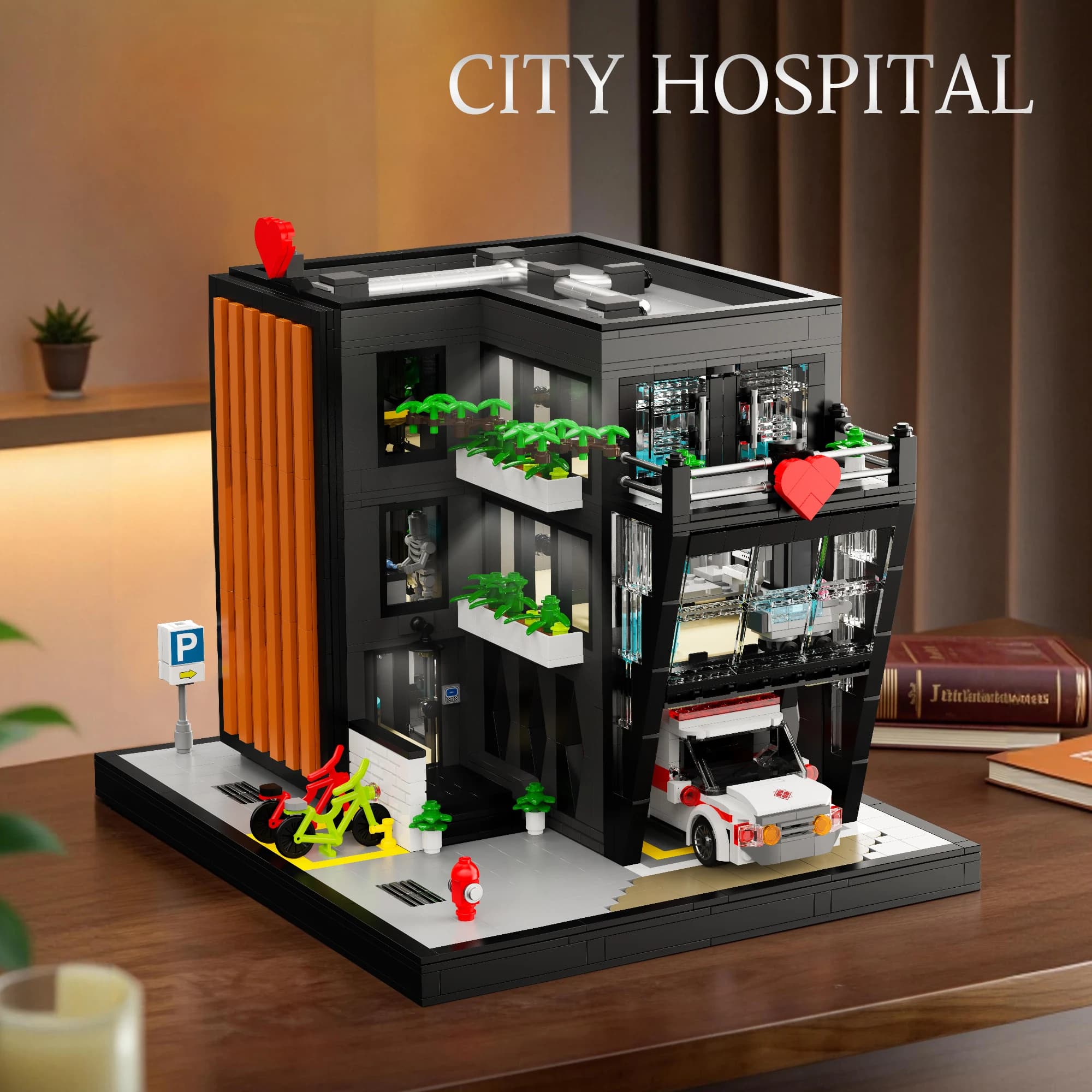 Serie Creative City Ospedale 2571 Pezzi Serie Friends Con Luce Blocchi da Costruzione MOC Modello Decorazione da Scrivania Giocattolo Regalo per Bambini e Bambine