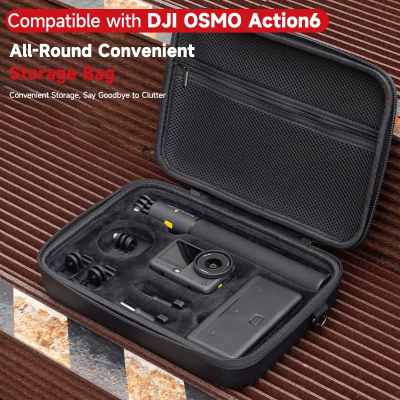 Custodia da viaggio portatile per DJI Osmo Action 6, custodia impermeabile per accessori per fotocamera e selfie stick